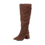 Bota Feminina Montaria Enrugada Camurça Caramelo