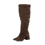 Bota Feminina Montaria Enrugada Camurça Café