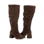 Bota Feminina Montaria Enrugada Camurça Café