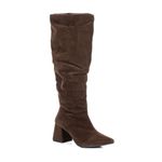Bota Feminina Montaria Enrugada Camurça Café