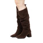 Bota Feminina Montaria Enrugada Camurça Café