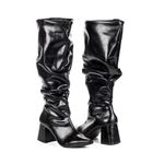Bota Feminina Montaria Cano Longo Enrugada Madrid Preto