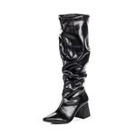 Bota Feminina Montaria Cano Longo Enrugada Madrid Preto