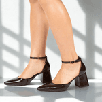 Sapato Scarpin Frente e Trazeiro Alice Verniz Show Café