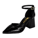 Sapato Scarpin Frente e Trazeiro Alice Verniz Show Preto
