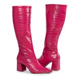 Bota Pink Croco Hanna Cano Alto