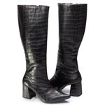 Bota Croco Hanna Cano Alto Preto