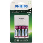 Carregador de Pilhas Philips Bivolt com 4 pilhas 2450mAh 