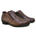 Bota Masculina Calce Fácil Couro Legítimo Premium - Marrom