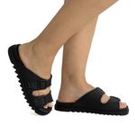 Slide Papete Feminina Duas Fivelas - Preto