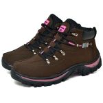 Botina Adventure Masculino Lona Solado Costurado - Marrom Rosa