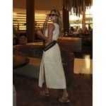 Vestido longo com fendas em linho