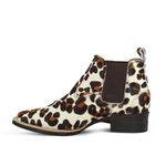 Botina Feminina Conforto Couro Estampado Leopardo - Silverado Botas