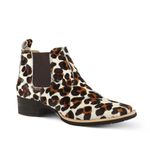 Botina Feminina Conforto Couro Estampado Leopardo - Silverado Botas