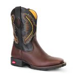 Bota Texana Masculina Couro Pull Up Brown e Floater Preto - Silverado Botas