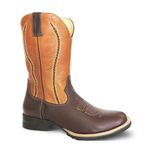 Bota Texana Masculina Couro Floater Café e Fóssil Croissant - Silverado Botas