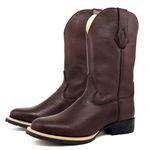 Bota Texana Masculina Couro Floater Chocolate Lisa - Silverado Botas