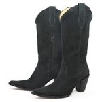 Bota Texana Feminina Couro Nobuck Preto Lisa - Silverado Botas