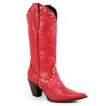 Bota Texana Feminina Couro Crush Vermelho Com Strass - Silverado Botas