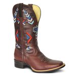 Bota Texana Feminina Couro Fóssil Tabaco - Silverado Botas