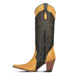 Bota Texana Feminina Exótica Couro Avestruz Barriga Whisky e Floater Preto - Silverado Botas