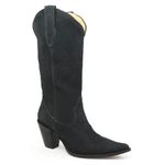 Bota Texana Feminina Couro Nobuck Preto Lisa - Silverado Botas