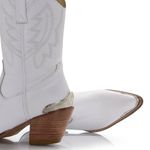 Bota Texana Feminina Couro Floater Branco Com Biqueira De Metal Prata - Silverado Botas