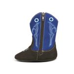 Bota Texana Baby Couro Suede Café e Azul - Silverado Botas