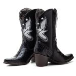 Bota Texana Feminina Couro Anaconda Verniz Preto - Silverado Botas