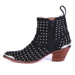 Botina Feminina Couro Nobuck Preto Hotfix e Biqueira - Silverado Botas