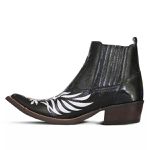 Botina Masculina Couro Floater Preto Bordado Águia - Silverado Botas