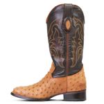 Bota Texana Exótica Masculina Couro Avestruz Conhaque e Dallas Café - Silverado Botas