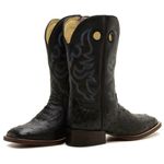 Bota Texana Exótica Masculina Couro Avestruz Preto e Floater Preto - Silverado Botas