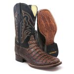 Bota Texana Exótica Masculina Couro Jacaré Tabaco e Floater Preto - Silverado Botas