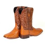 Bota Texana Exótica Masculina Couro Avestruz Whisky e Fóssil Croassant - Silverado Botas