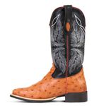 Bota Texana Exótica Masculina Couro Avestruz Conhaque e Floater Preto - Silverado Botas