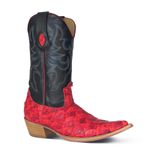 Bota Texana Exótica Masculina Couro Pirarucu Red e Comfort Preto - Silverado Botas