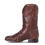 Bota Texana Exótica Masculina Couro Pirarucu Havana e Fóssil Café - Silverado Botas