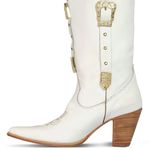 Bota Texana Feminina Couro Floater Branco e Fivelas - Silverado Botas