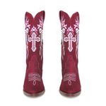 Bota Texana Feminina Couro Nobuck Bordô - Silverado Botas