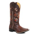 Bota Texana Feminina Couro Fóssil Tabaco - Silverado Botas