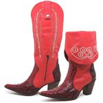 Bota Texana Exótica Feminina Couro Pithon Vermelho e Floater Vermelho - Silverado Botas