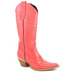 Bota Texana Feminina Couro Verniz Salmão - Silverado Botas