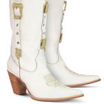 Bota Texana Feminina Couro Floater Branco e Fivelas - Silverado Botas