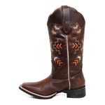 Bota Texana Feminina Couro Fóssil Tabaco - Silverado Botas