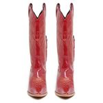 Bota Texana Feminina Couro Verniz Vermelho - Silverado Botas