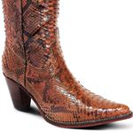 Bota Texana Exótica Feminina Couro Pithon Tabaco - Silverado Botas