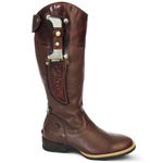 Bota Hípica Masculina Couro Floater Chocolate e Dallas Pinhão Com Faca Aclopada - Silverado Botas