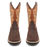 Bota Texana Masculina Couro Crazy Horse Café e Dallas Castor - Silverado Botas