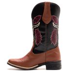 Bota Texana Feminina Couro Floater Tan e Ecologico Preto Boi - Silverado Botas